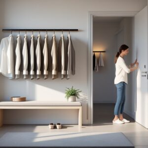 Saadan skaber du en stilfuld entre med skjorteholder og entrebaenk