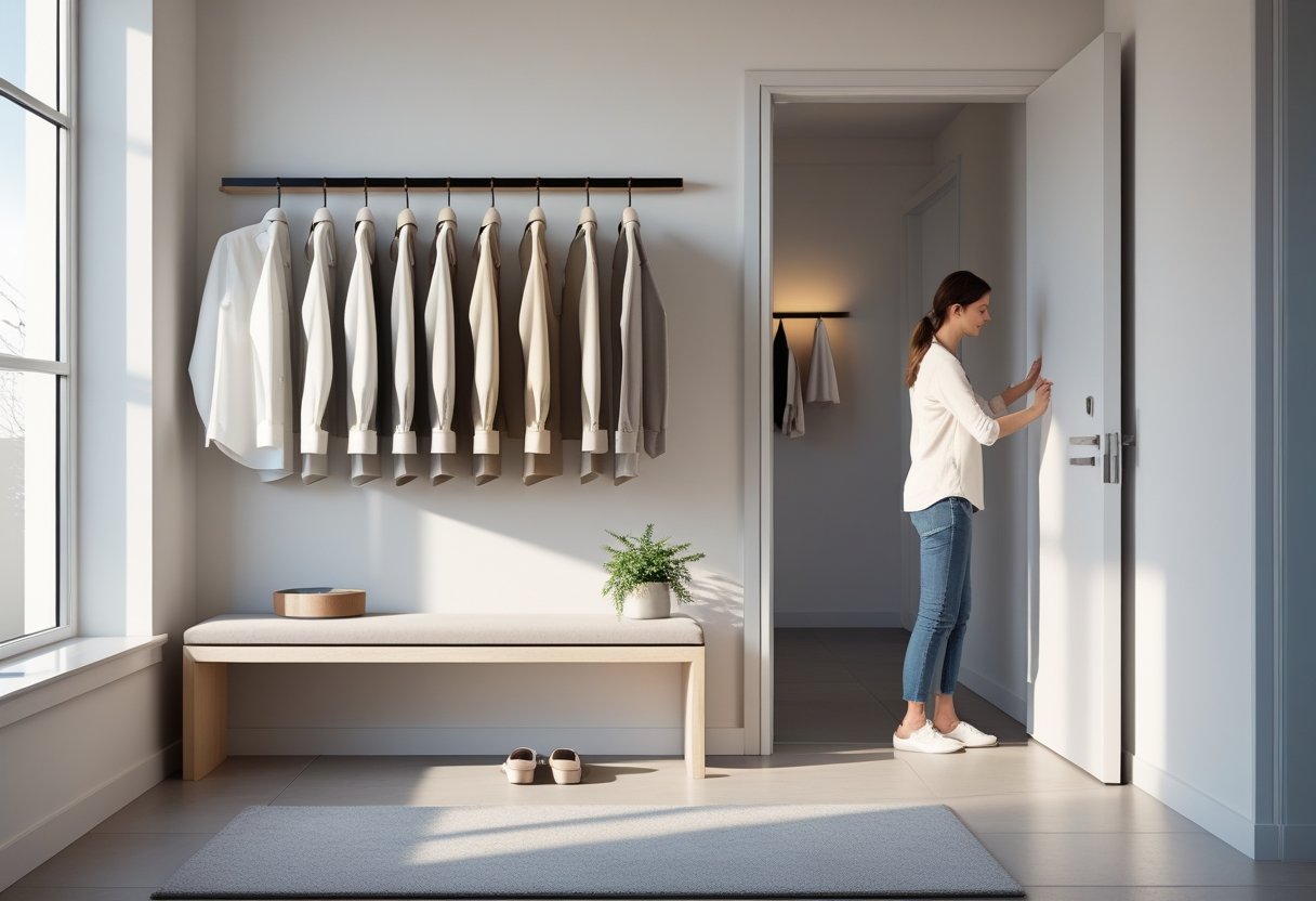 Saadan skaber du en stilfuld entre med skjorteholder og entrebaenk